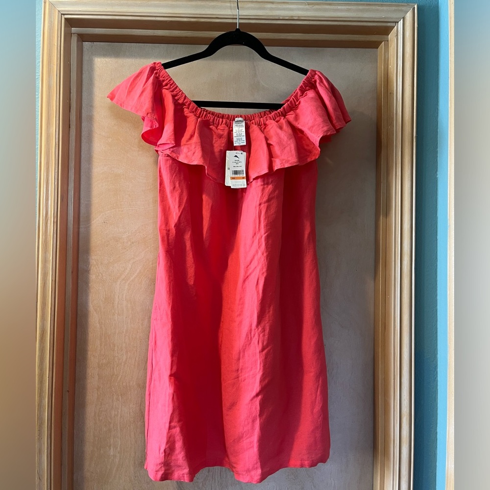 NWT Tommy Bahama St Lucia Ruffle Dress Coral